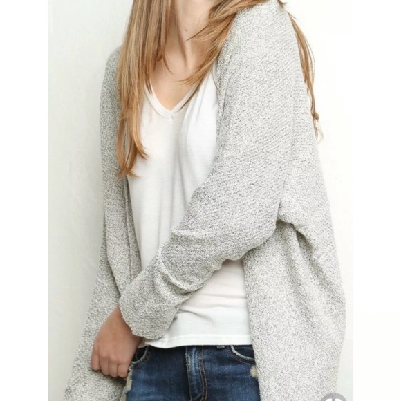 Brandy Melville Sweaters - Brandy Melville Open Knit Cardigan Size Small Medium Light Gray